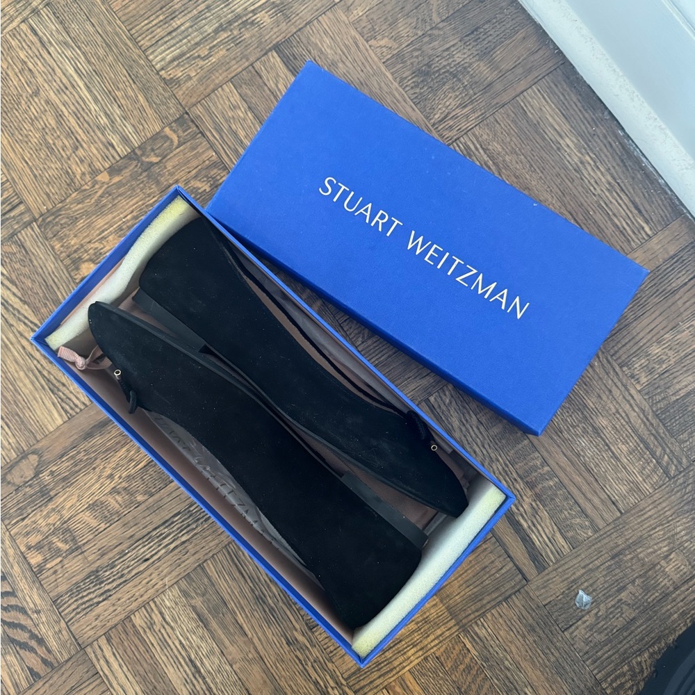 Stuart Weitzman Black Suede Flats